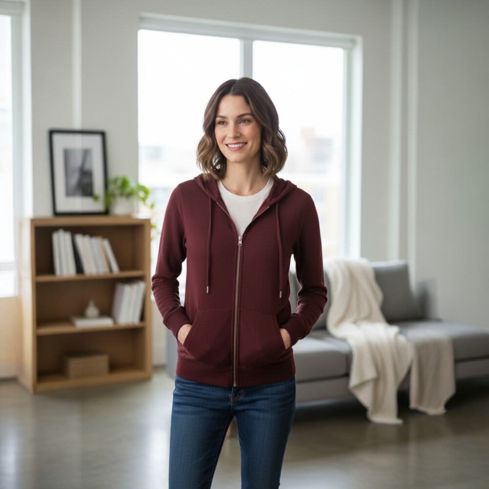 New! Quince Unisex Mongolian Cashmere Hoody Burgundy Minimalist Sz L #151